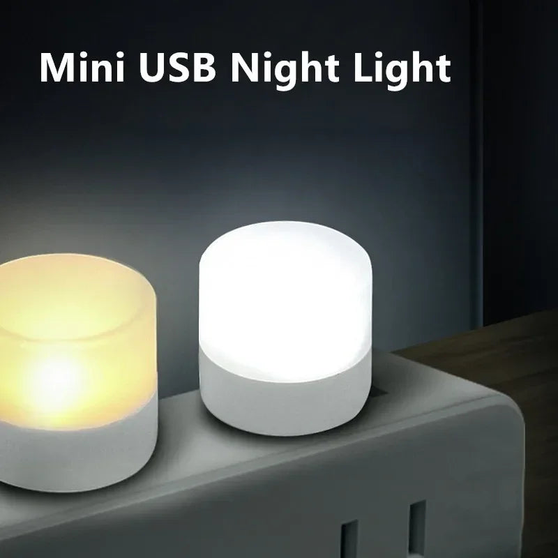 Mini USB LED Night Light - Warm & White Eye-Protection Reading Lamp, Portable USB Plug-In (1/3/5/10 Pack)