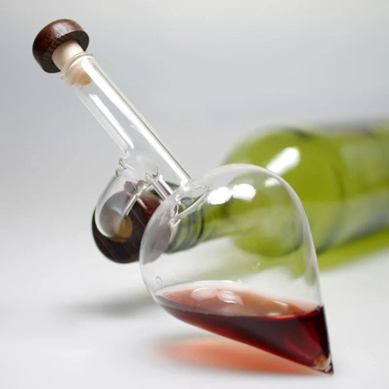 Round Peach-Shaped Glass Red Wine Aerator Pourer - Portable Bottle Spout Quick Decanter