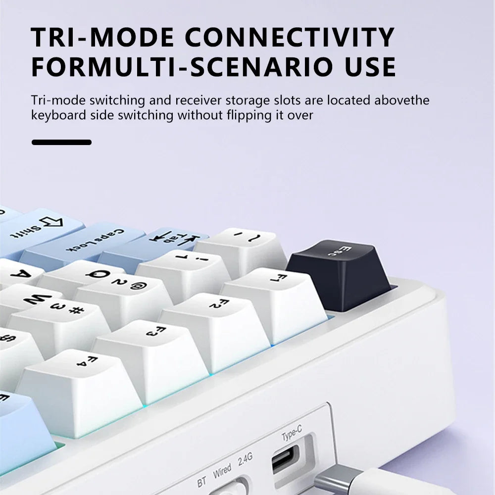 75% Hot-Swap Mechanical Gaming Keyboard – 82‑Key PBT, Wired/2.4G/Bluetooth RGB with TFT Screen
