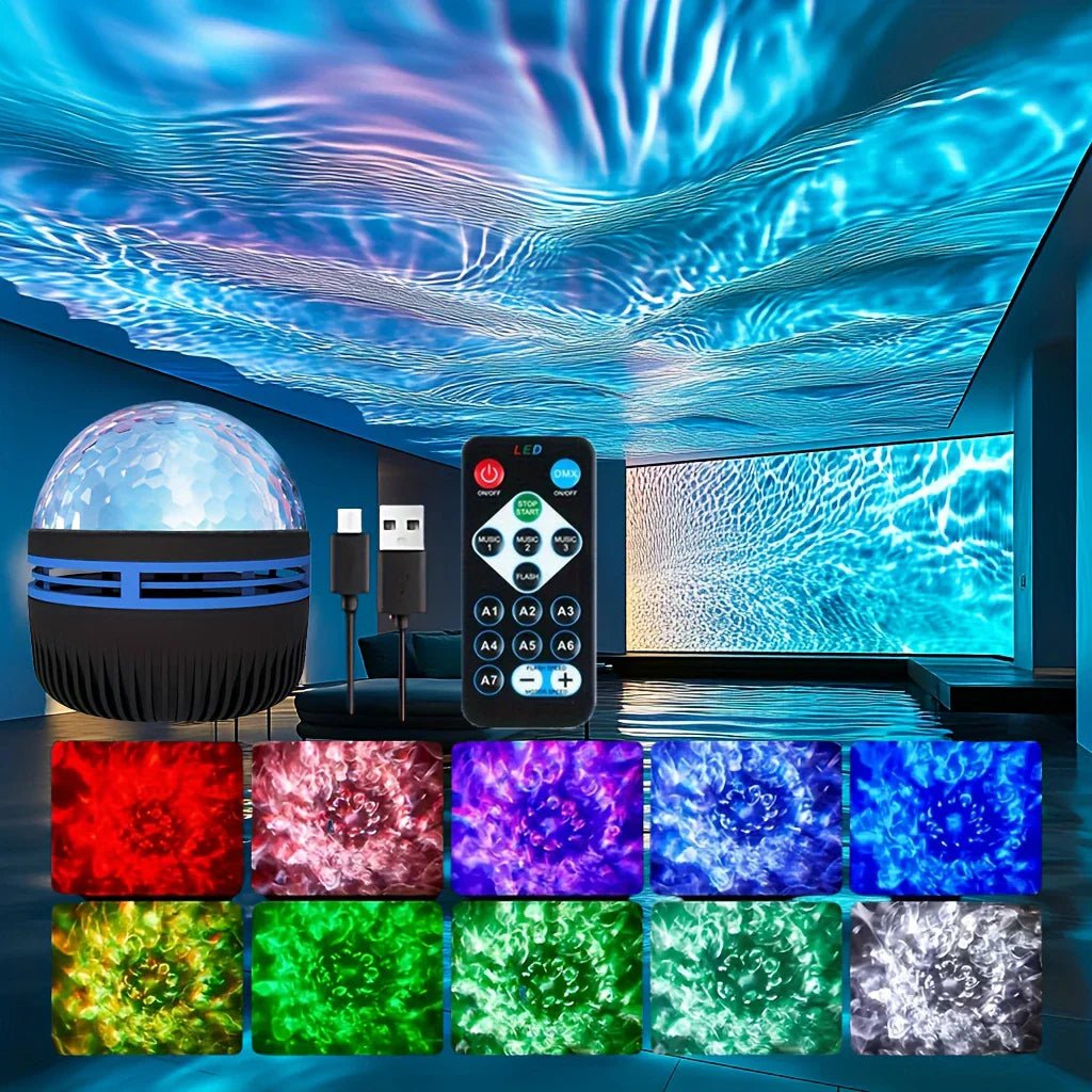 Starry Night Sky Projector LED USB Remote RGB Galaxy Night Light - 7 Modes for Bedroom Party Bar