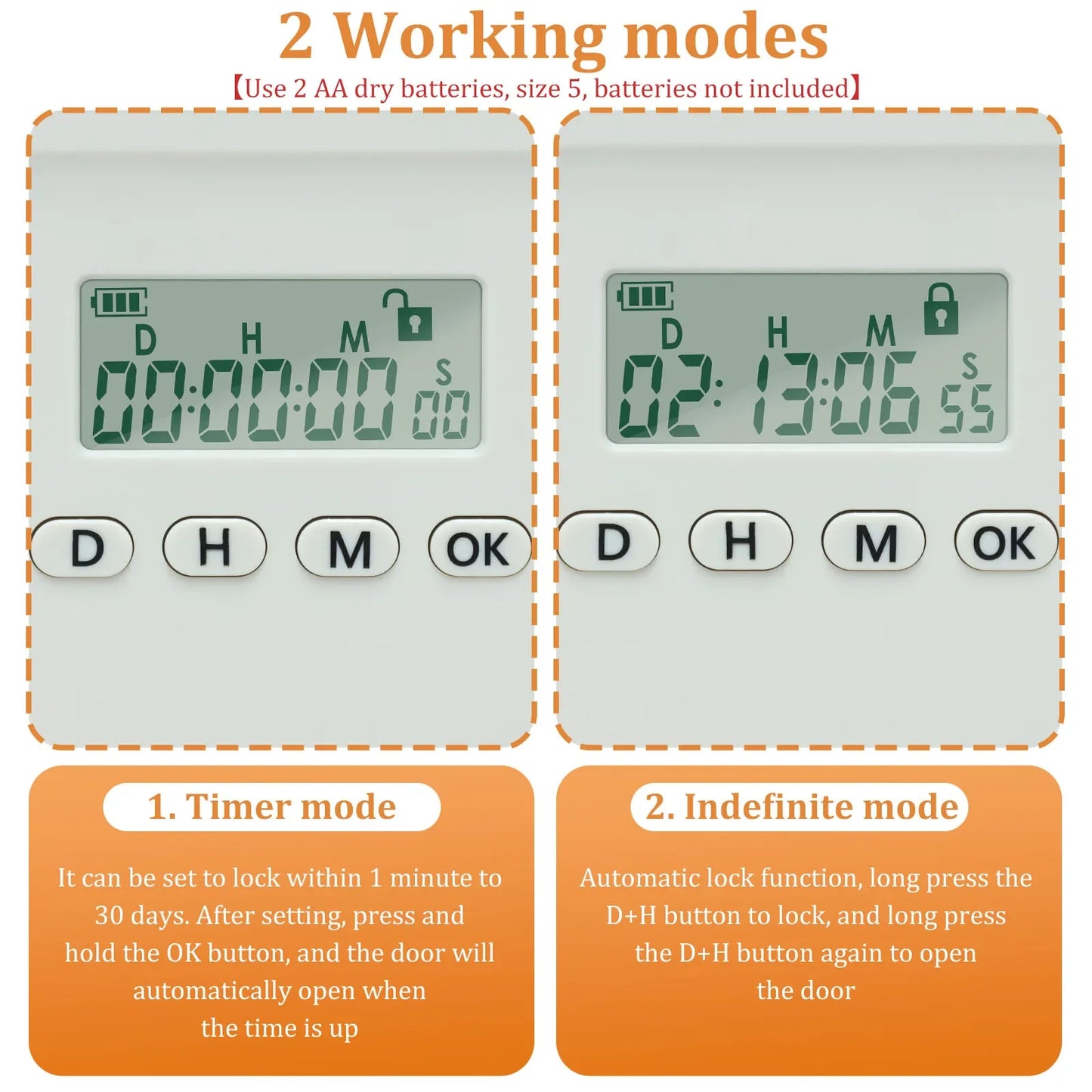 2.8L Timer Lock Box | Electronic Lockable Storage Box with Combination Lock & Digital Timer for Phone, Medication & Focus