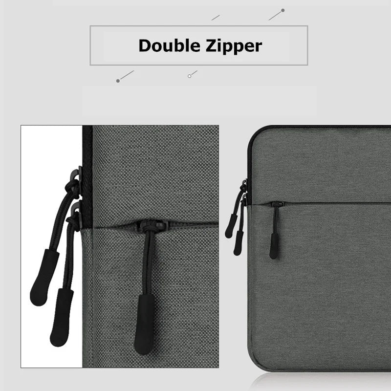 Waterproof Nylon Laptop Sleeve 11/12/13/14/15/15.6/16 Inch - Velvet Lined Notebook Case with Double Zipper & Multi Pockets