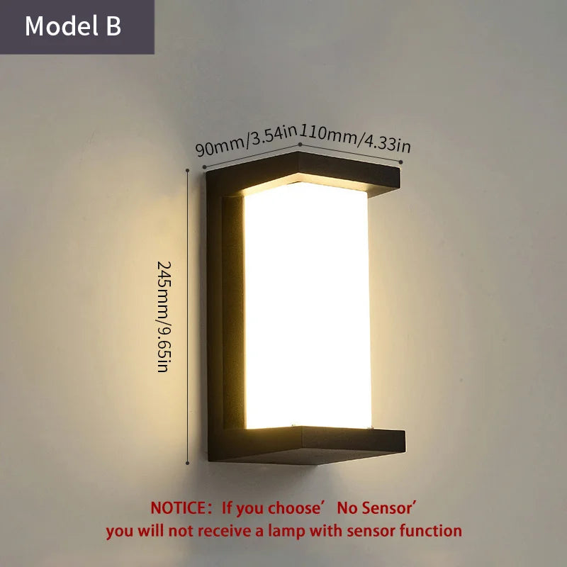 LED Outdoor Wall Light with Radar Motion Sensor - Waterproof Modern Porch & Garden Lamp AC85-265V