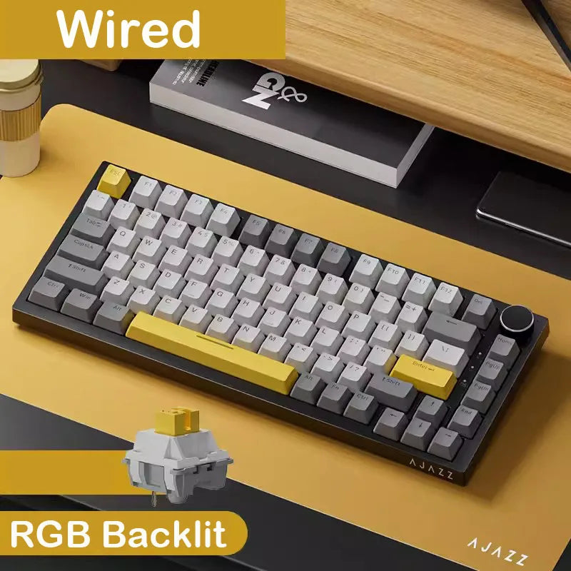Wired and Wireless 70% Mechanical Gaming Keyboard, Tri-Mode RGB, Hot-Swappable Switches for PC & Mac