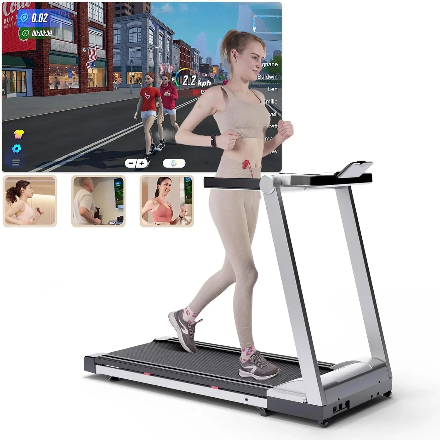3.5HP Foldable Treadmill Walking Pad 350 lb (158 kg) Capacity 6% Incline 10 MPH/16 KPH LCD & App for Home Office
