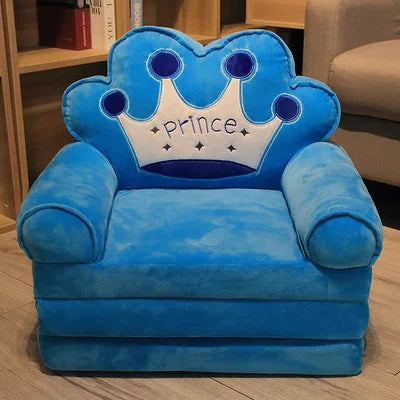 Foldable Kids Cartoon Sofa Bed — Plush Toddler & Baby Seat, Princess Nap Cushion