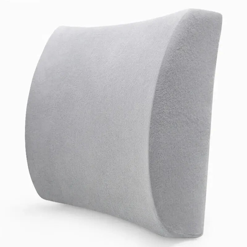 Memory Foam Lumbar Support Cushion for Office, Car & Student Chairs, Breathable Removable Cover (Blue)
