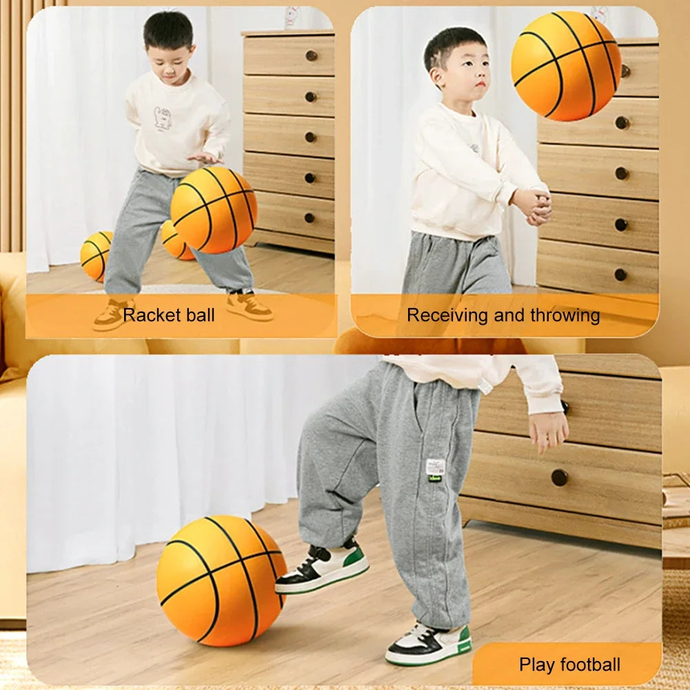 Silent Foam Basketball for Kids – Indoor Squeezable Bounce Ball, Diameter 18/21/24 cm (7.1/8.3/9.4 in)