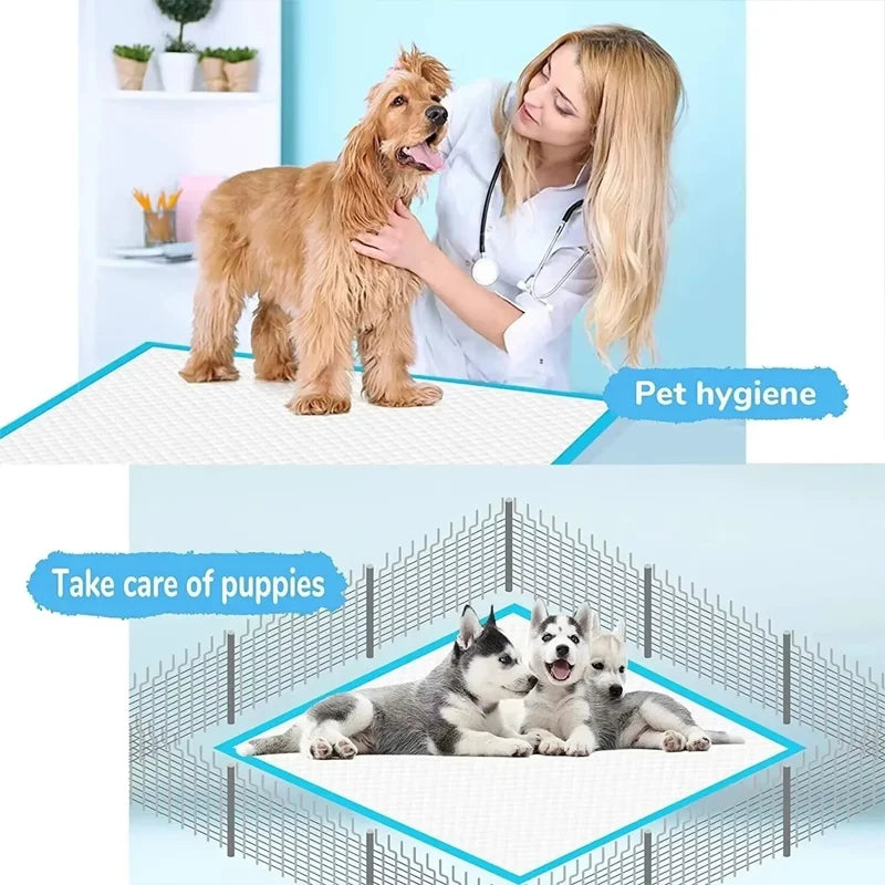 Super Absorbent Disposable Pet Pee Pads - Quick-Dry Dog & Cat Training Diapers, Deodorizing, Cut-to-Size - Multiple Sizes 33×45 / 45×60 / 60×60 / 60×90 cm (13×18, 18×24, 24×24, 24×35 in)