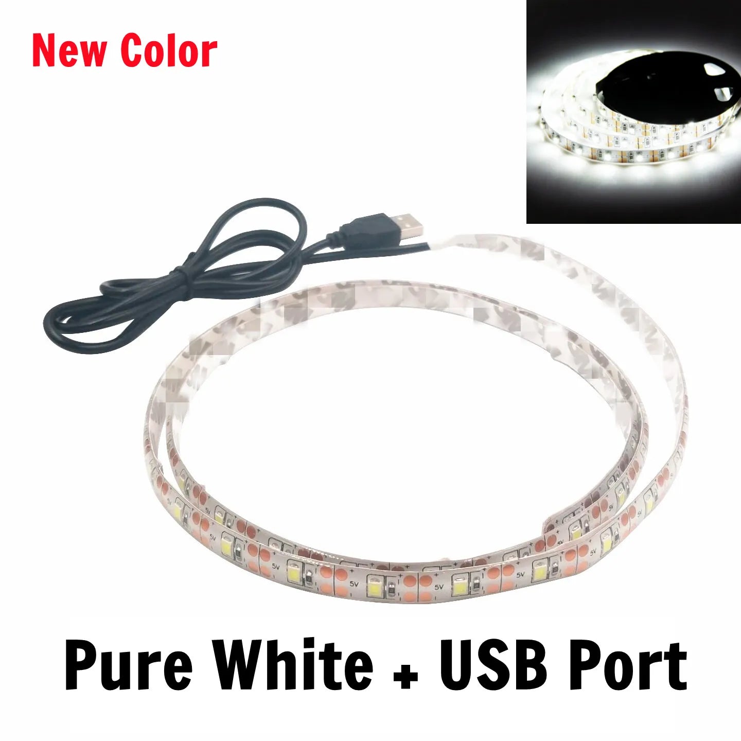 5V USB LED Strip Light Warm & Cool White 1m–5m (3.3–16.4 ft) Waterproof TV Backlight Flexible LED Tape