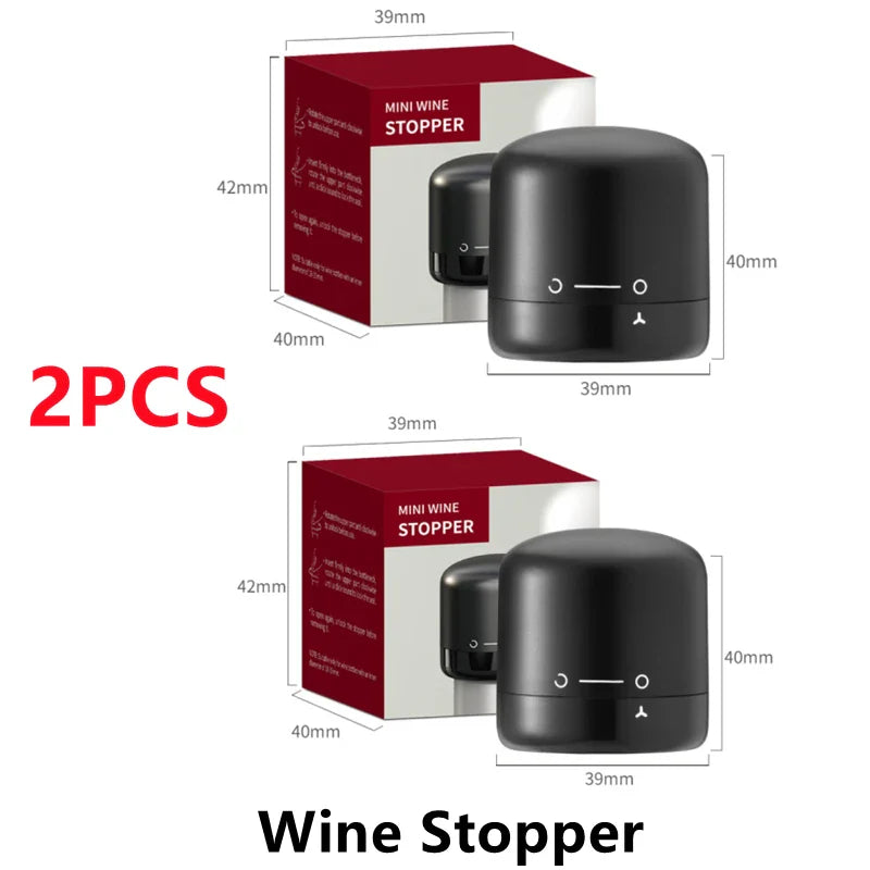 2-Pack Vacuum Wine Bottle Stoppers Silicone Champagne Sealers Reusable Wine Preserver & Bar Tool