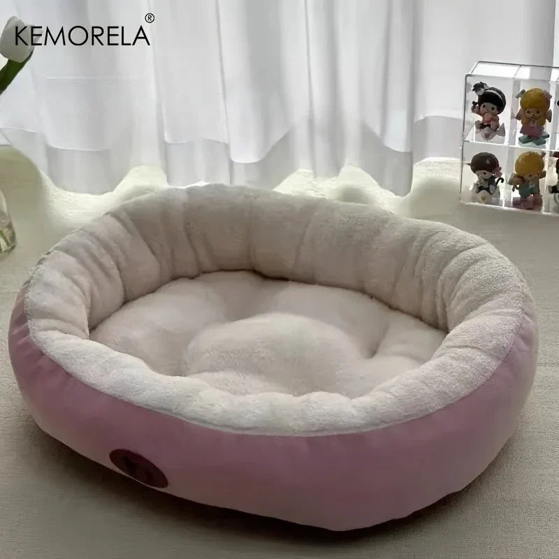 Plush Oval Pet Bed for Dogs & Cats — Thickened Machine-Washable All-Season Cushion for Small, Medium & Large Breeds