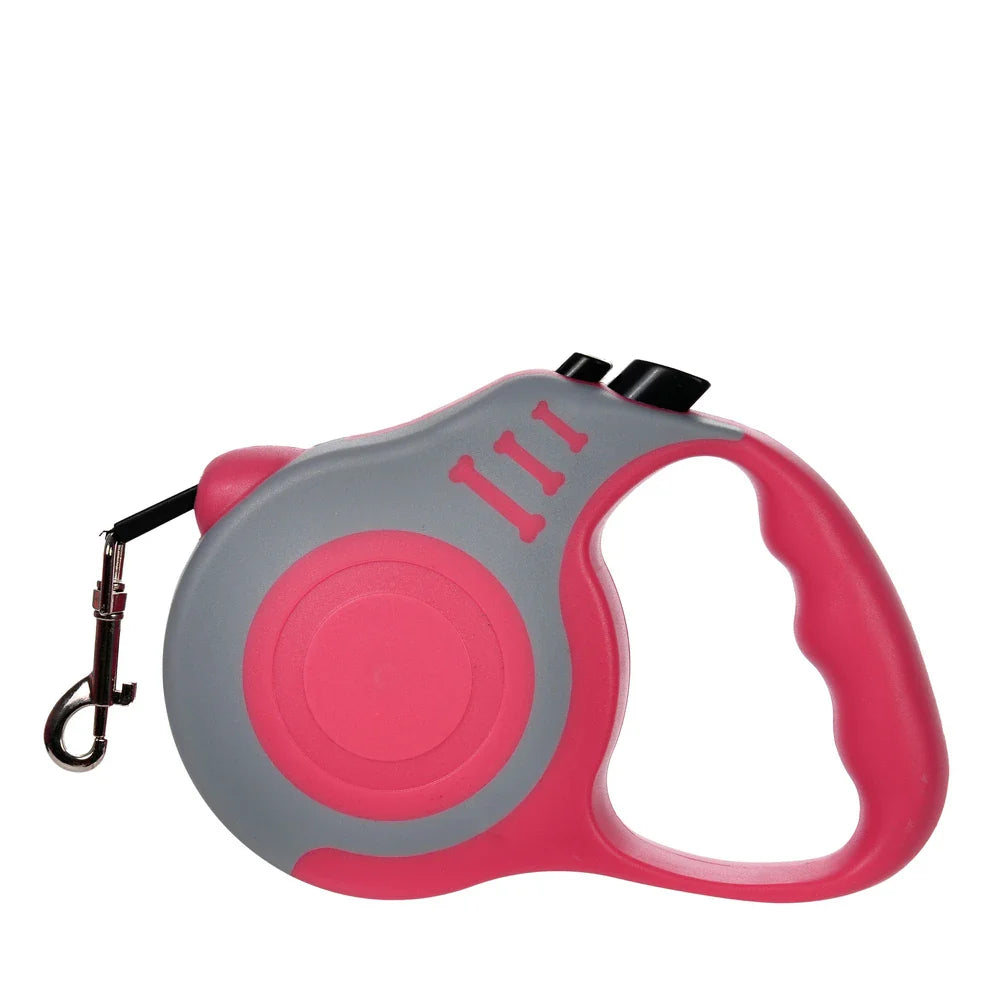 Retractable Dog Leash 3m/5m (9.8ft/16.4ft) Nylon Rope with Quick-Release ABS Case and Paw Print Keychain