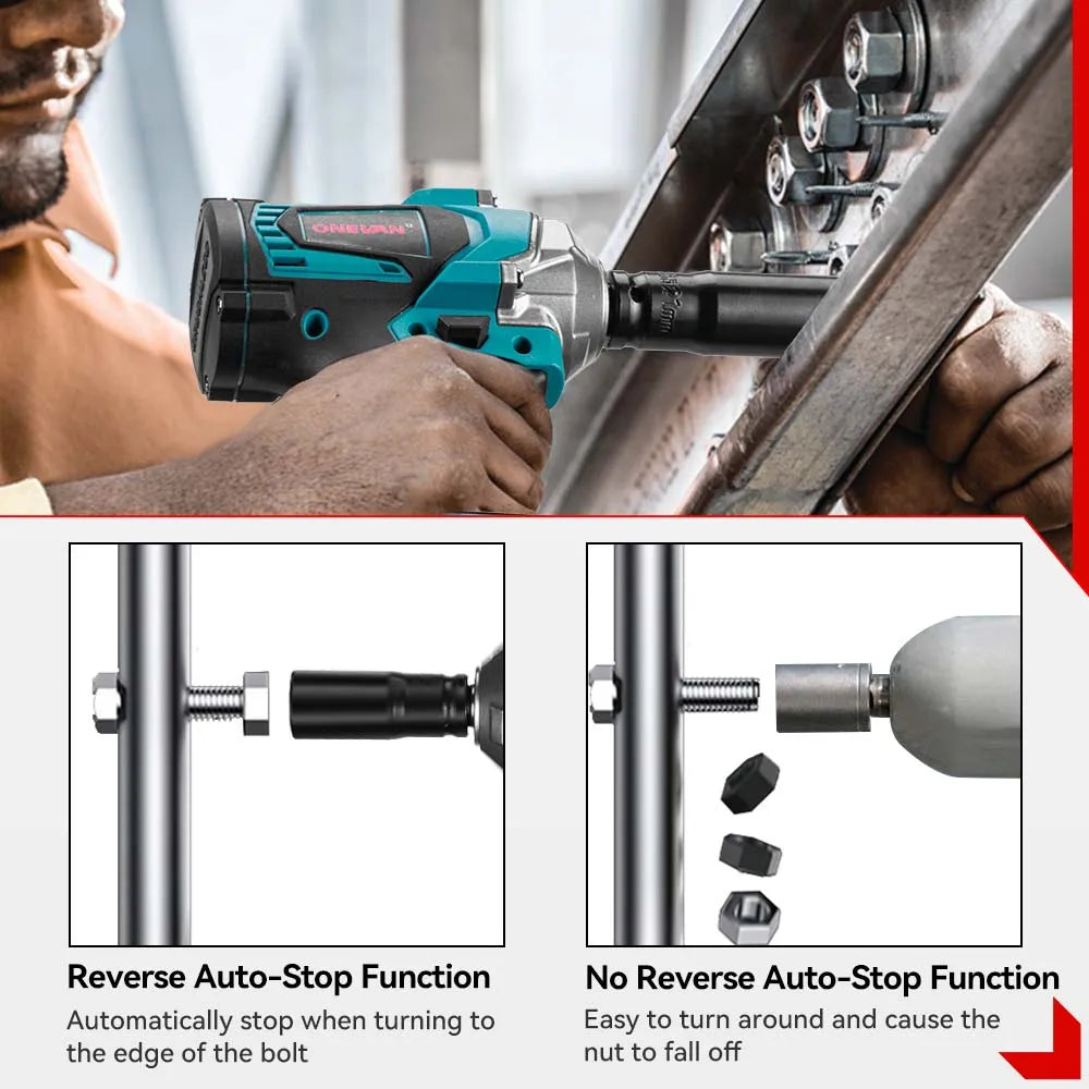 Brushless Cordless Impact Wrench 1200 N·m 1/2 inch (12.7 mm) 3-Function 18V Portable Electric Torque Wrench