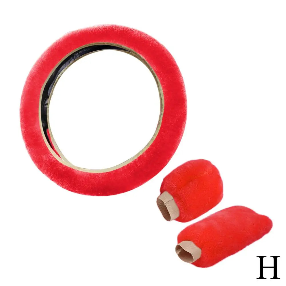 Plush Faux Fur Steering Wheel Cover Universal 37-38 cm (14.6-15 in) Soft Warm Anti-Slip Car Interior