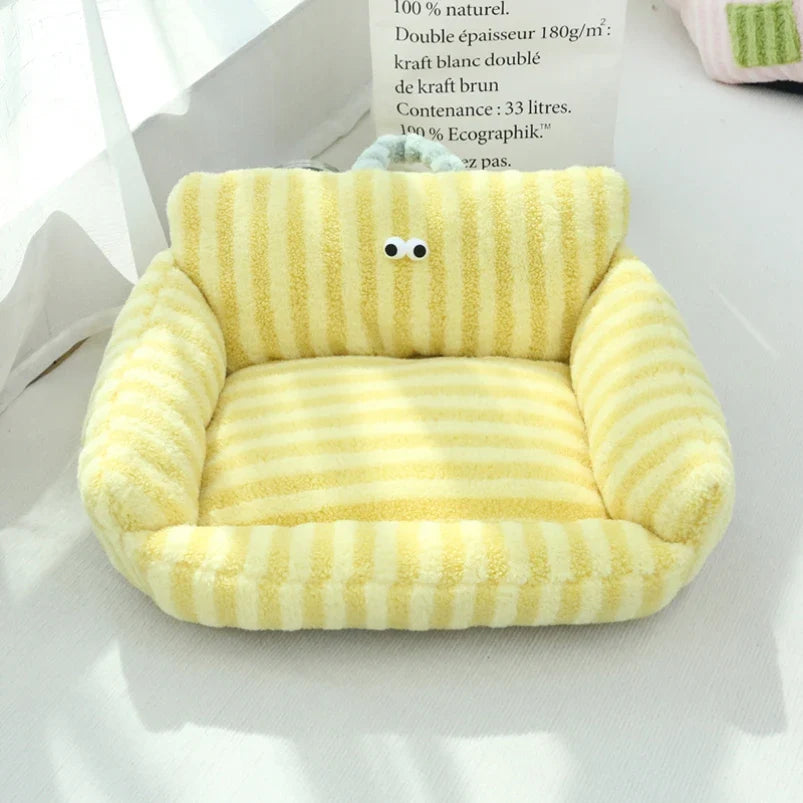 Winter Warm Pet Sofa Bed — Plush Kennel Cushion for Small Dogs & Cats