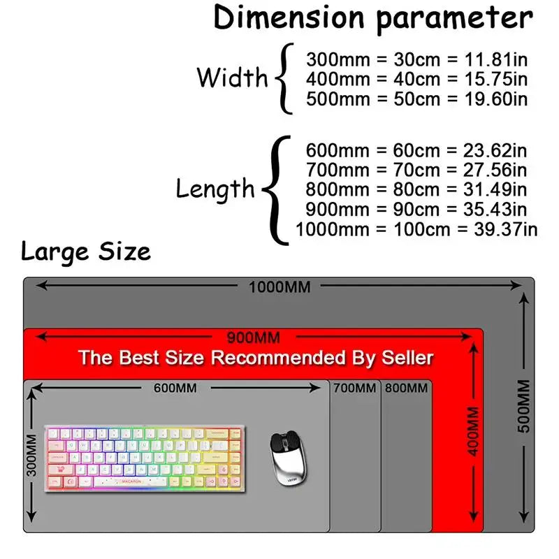 Large Gaming Mouse Pad 31.5 x 15.7 in (800 x 400 mm) Non-Slip Rubber Desk Mat Minimalist Office & Laptop Mousepad for Women and Girls