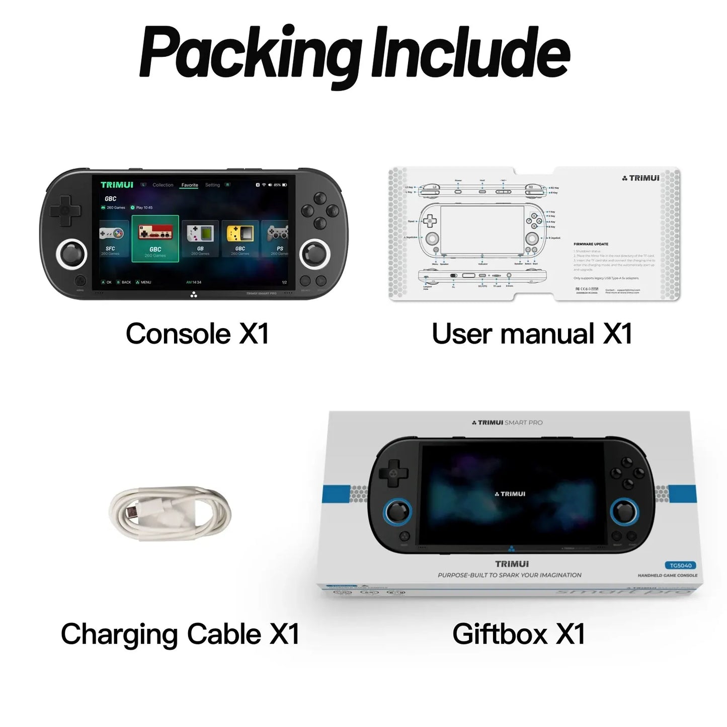 Smart Pro Handheld Retro Game Console 4.95-inch (12.6 cm) IPS 1280x720 Linux Joystick RGB Lighting 10,000+ Games Wi‑Fi USB-C 5000mAh