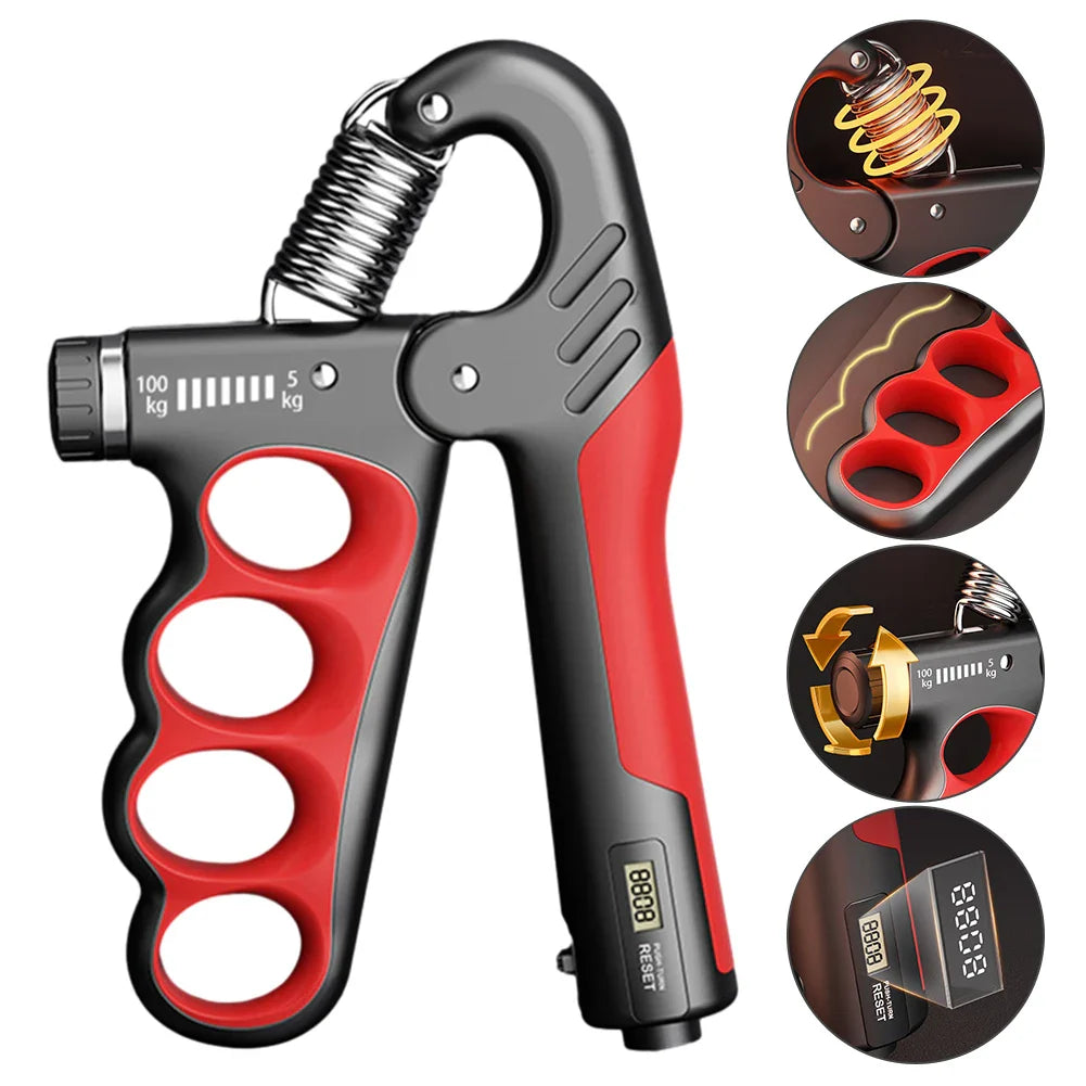 Adjustable 5-100KG Grip Strength Trainer with Electronic Counter, Wrist Expander Hand Gripper for Muscle Building & Recovery