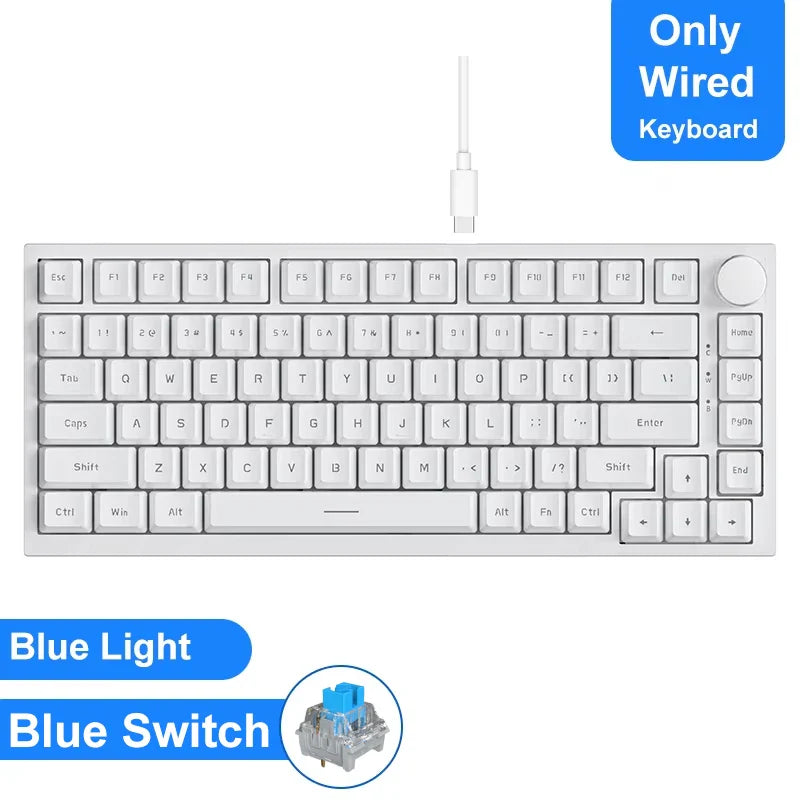 75% 82‑Key Hot‑Swappable Mechanical Gaming Keyboard — Tri‑Mode Wired/2.4GHz/Bluetooth, RGB, TFT Screen, Metal Volume Knob, USB Type‑C