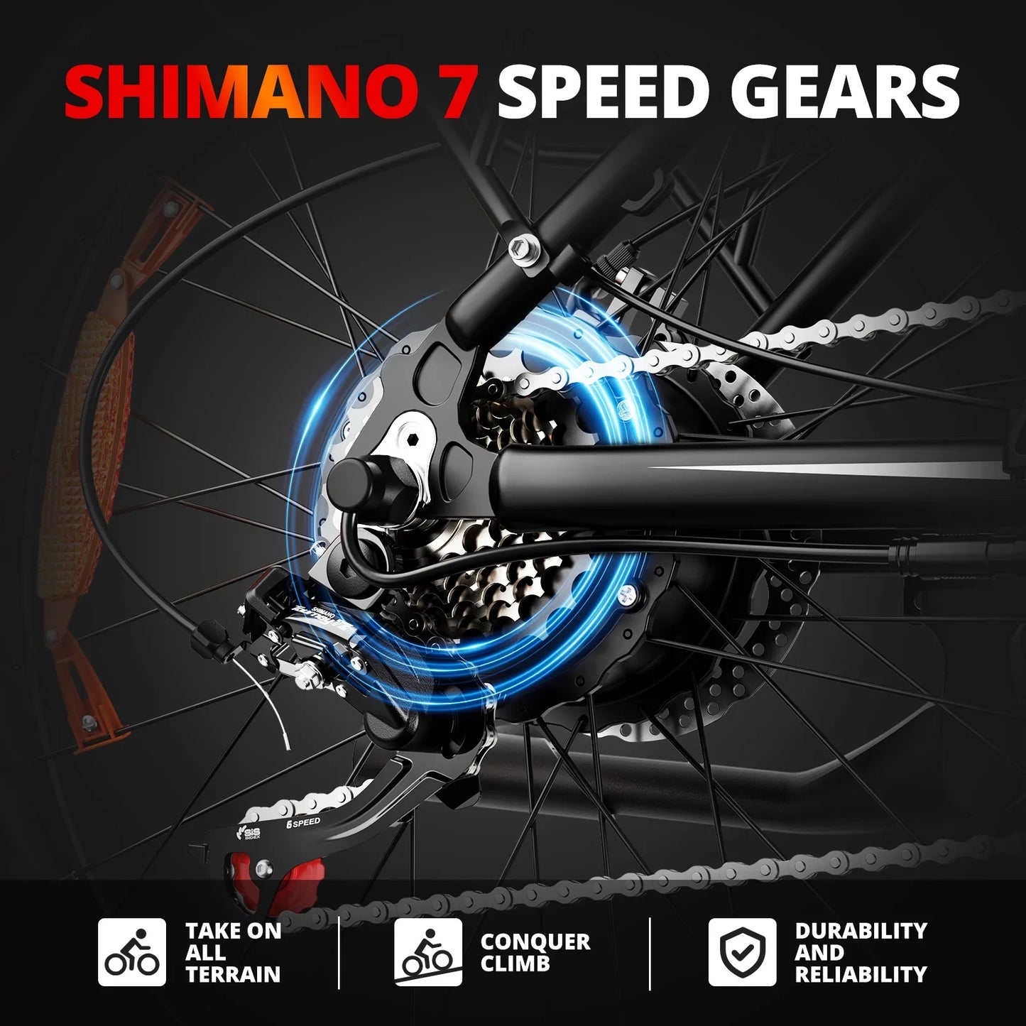 26" Electric Fat Tire Mountain Bike — 1500W Peak, 48V 15Ah Battery, 26x4.0 Off‑Road eBike, Up to 31 mph (50 km/h)