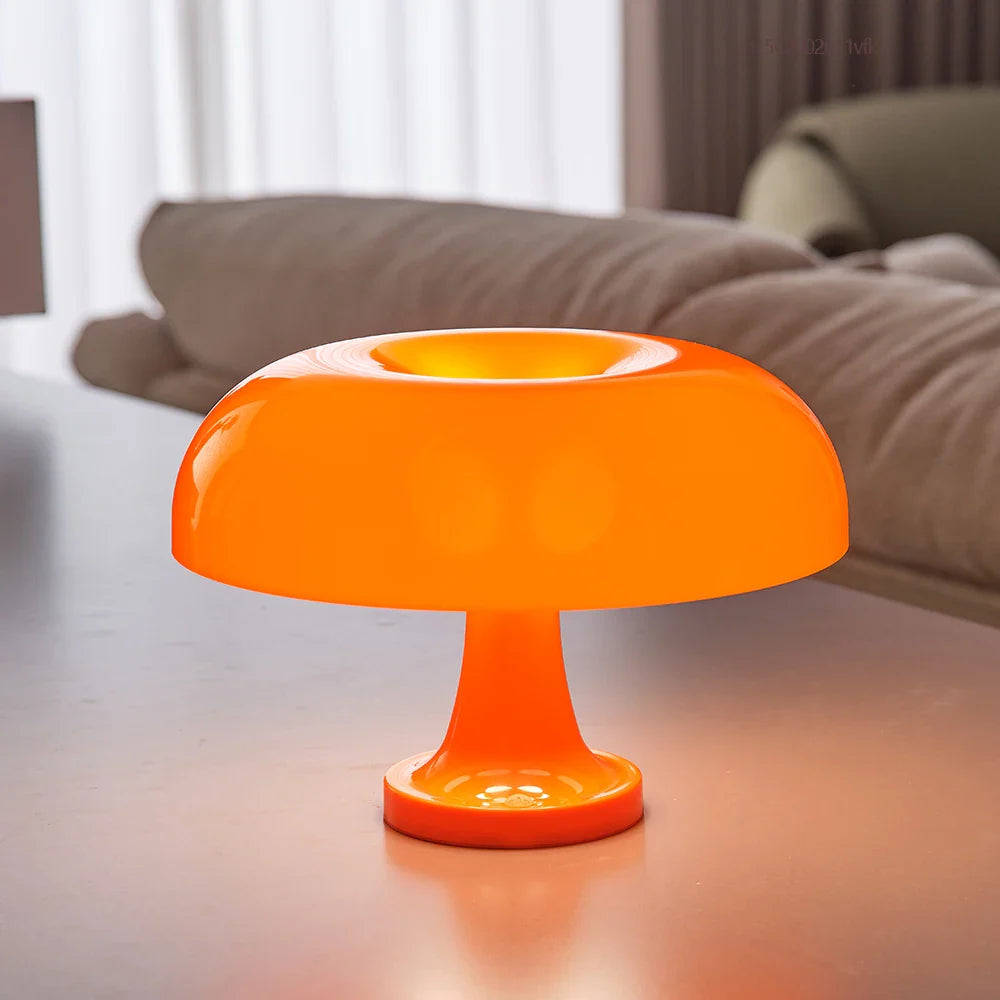Mushroom Table Lamp Modern Bauhaus Bedside LED Lamp USB-C Rechargeable 3-Color Dimmable Orange