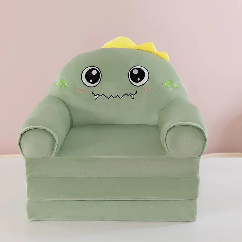 Foldable 3-Layer Plush Kids Sofa Chair Cartoon Baby Seat with Removable Cover