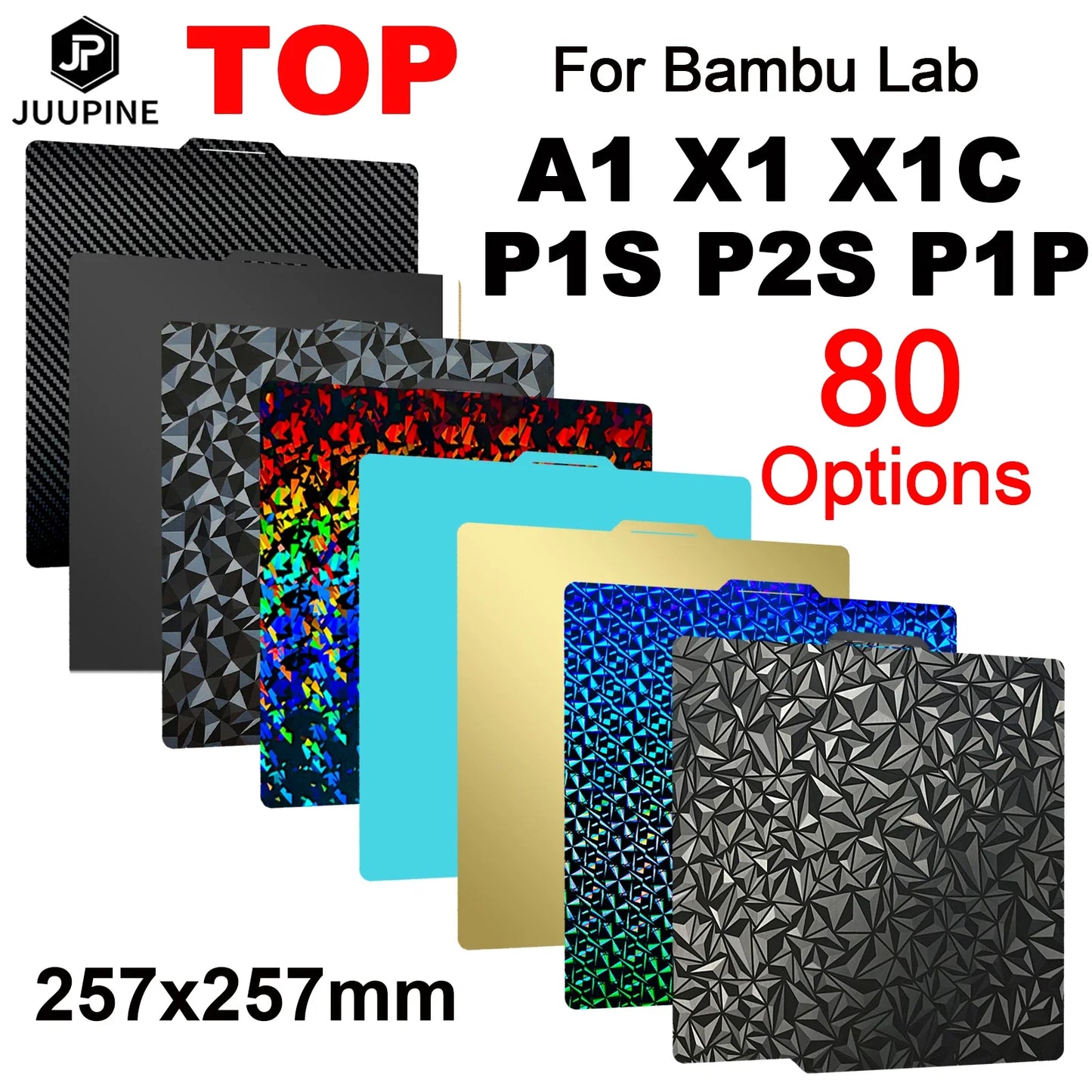 257x257mm (10.12 x 10.12 in) Spring Steel 3D Printer Build Plate - Double-Sided PEI/PEY/PET Surface, Smooth & Textured