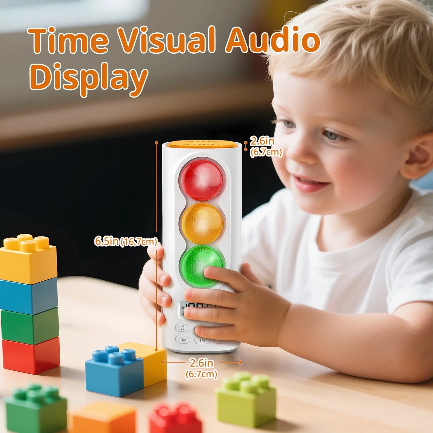 Traffic Light Visual Timer USB-C Rechargeable Digital Countdown with Audio & LCD Display for Kids Classroom Home Kitchen