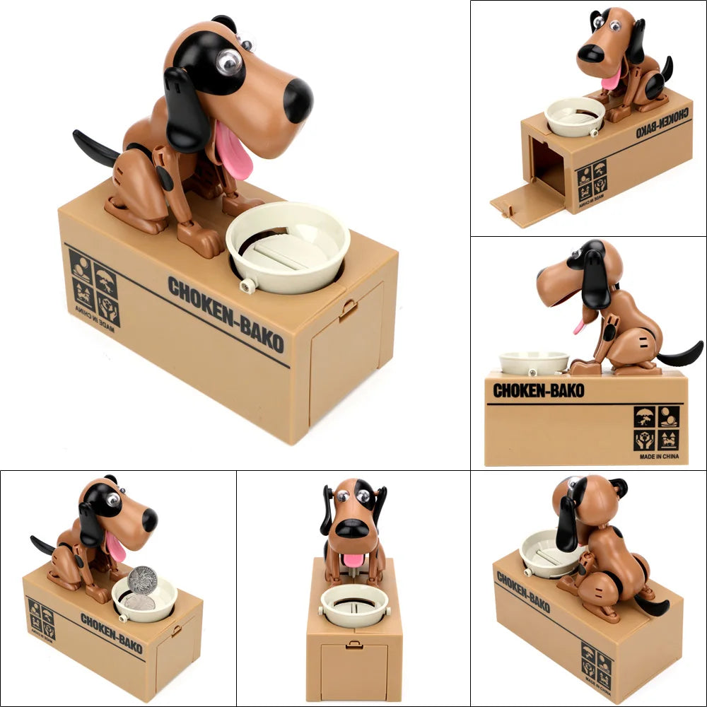 Electric Cartoon Dog Coin Bank Automatic Eating Money Piggy Bank for Kids Birthday Gift
