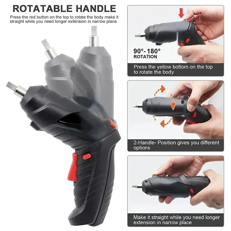 47-Piece Cordless Rechargeable Electric Screwdriver & Mini Drill — USB Charging, 1800mAh
