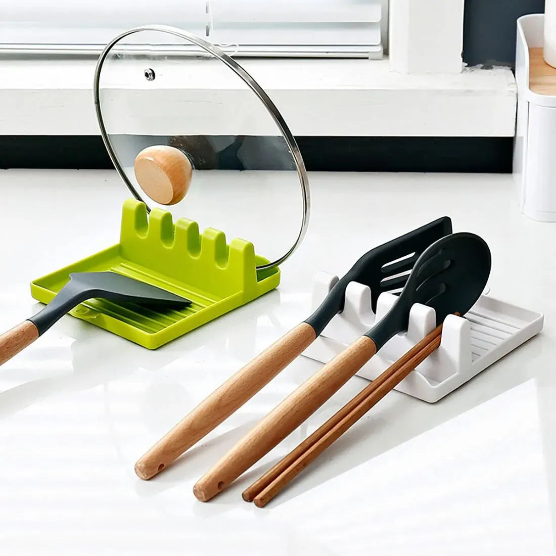 Countertop Utensil & Pot Lid Holder — Spoon, Spatula & Chopstick Rack