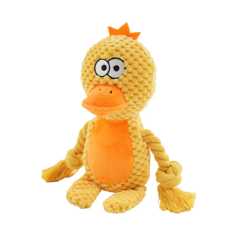Indestructible Plush Squeaky Dog Chew Toy - Bite-Resistant Puppy Rattle for Small & Medium Dogs (7.5 x 3 in / 19 x 8 cm) - Assorted Animal Designs