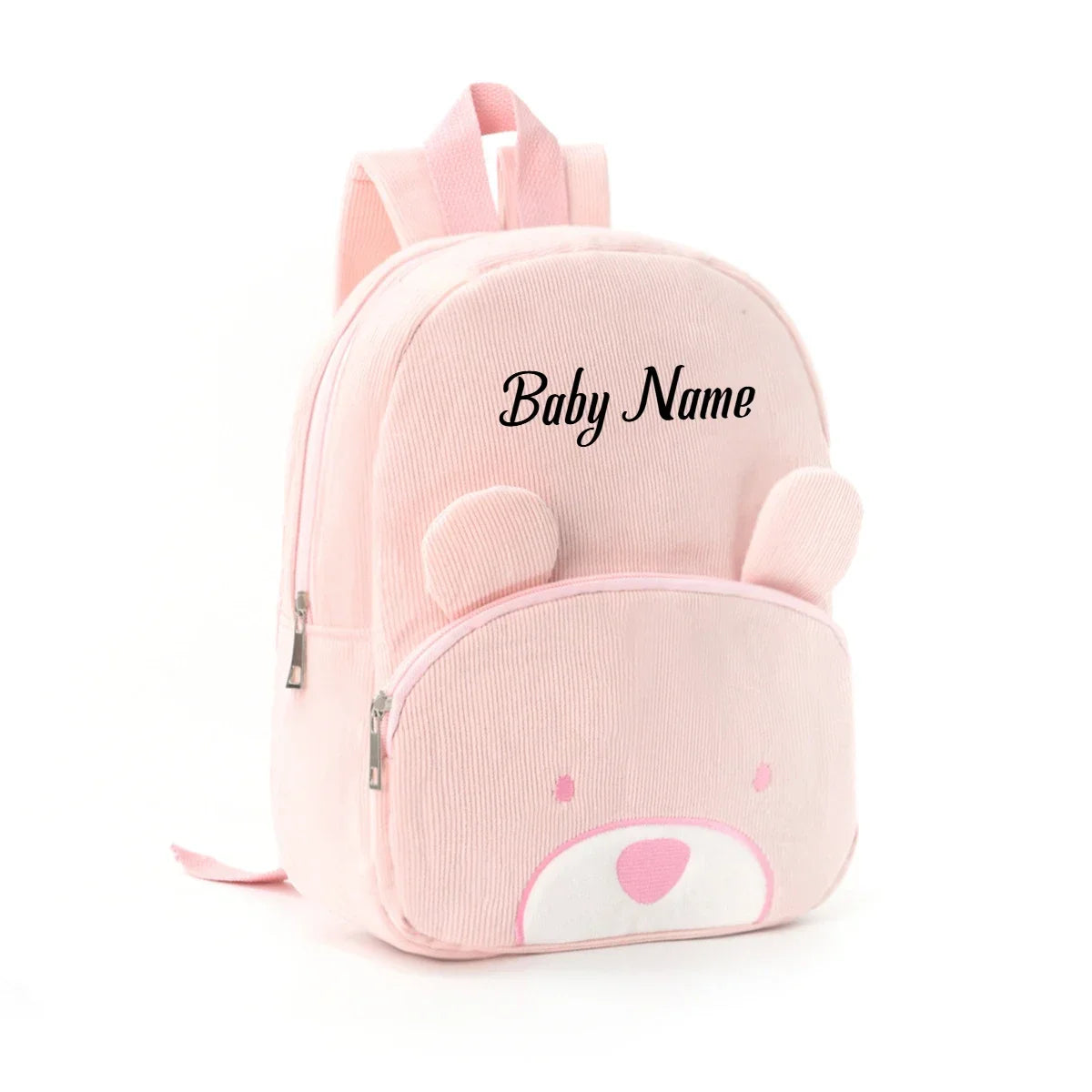 Personalized Toddler Backpack – Cartoon Bear Corduroy Plush with Embroidered Name, Large Capacity Kids Bag