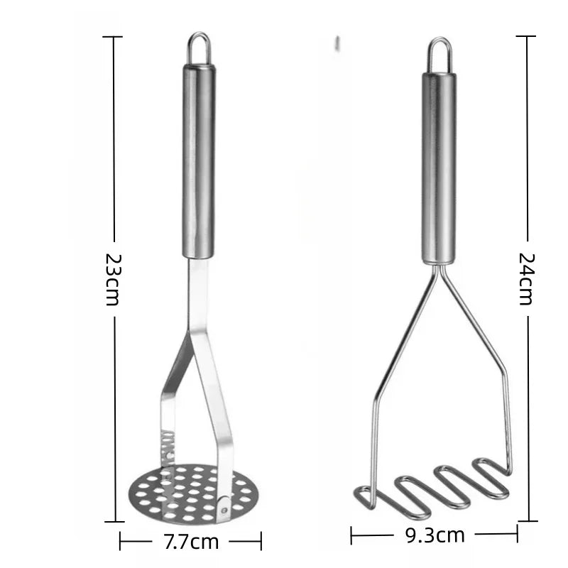 Handheld Stainless Steel Potato Masher & Vegetable Ricer - Durable Kitchen Food Crusher