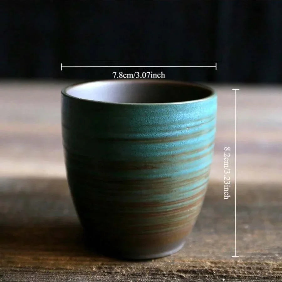 Hand-Painted Crackle Glaze Stoneware Mug, Vintage Ceramic Coffee & Tea Cup, Dishwasher Safe Gift