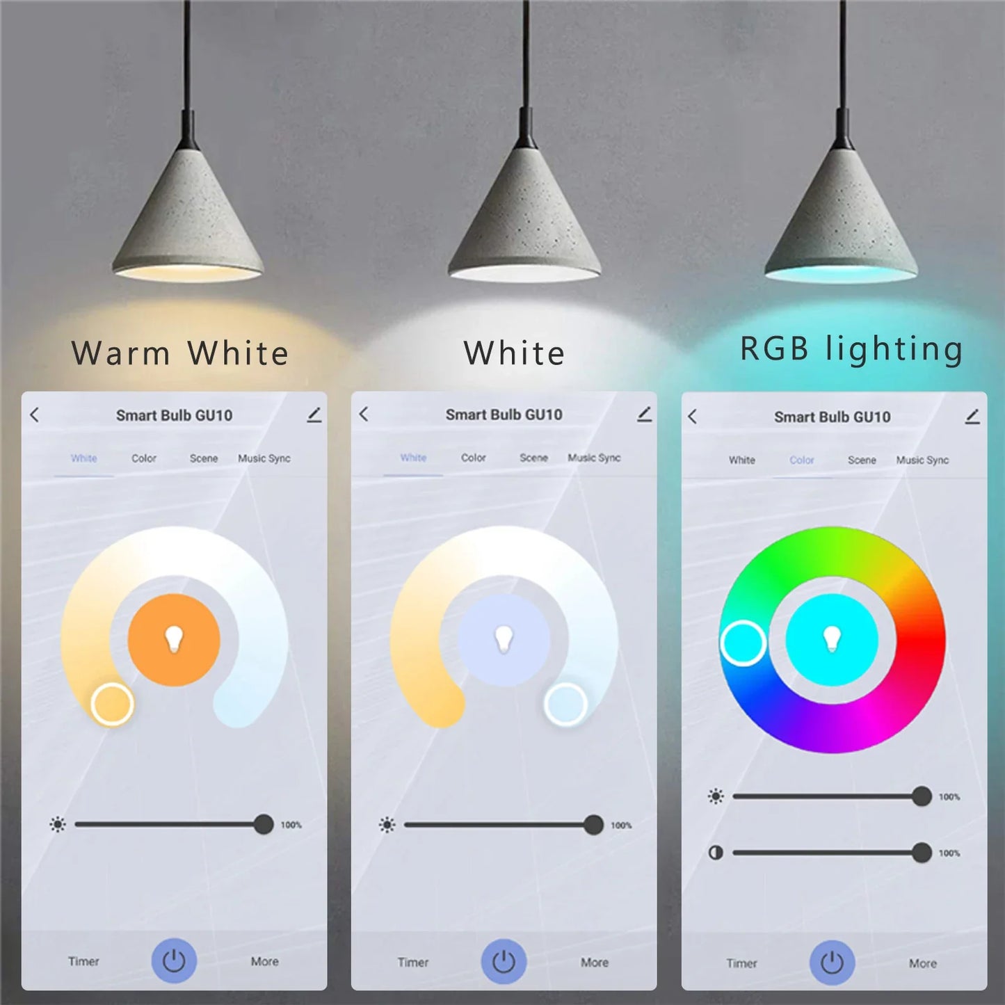 GU10 Smart LED Bulb 5W RGB+CCT WiFi & ZigBee Dimmable — Smart App Control, Voice Assistant Compatible