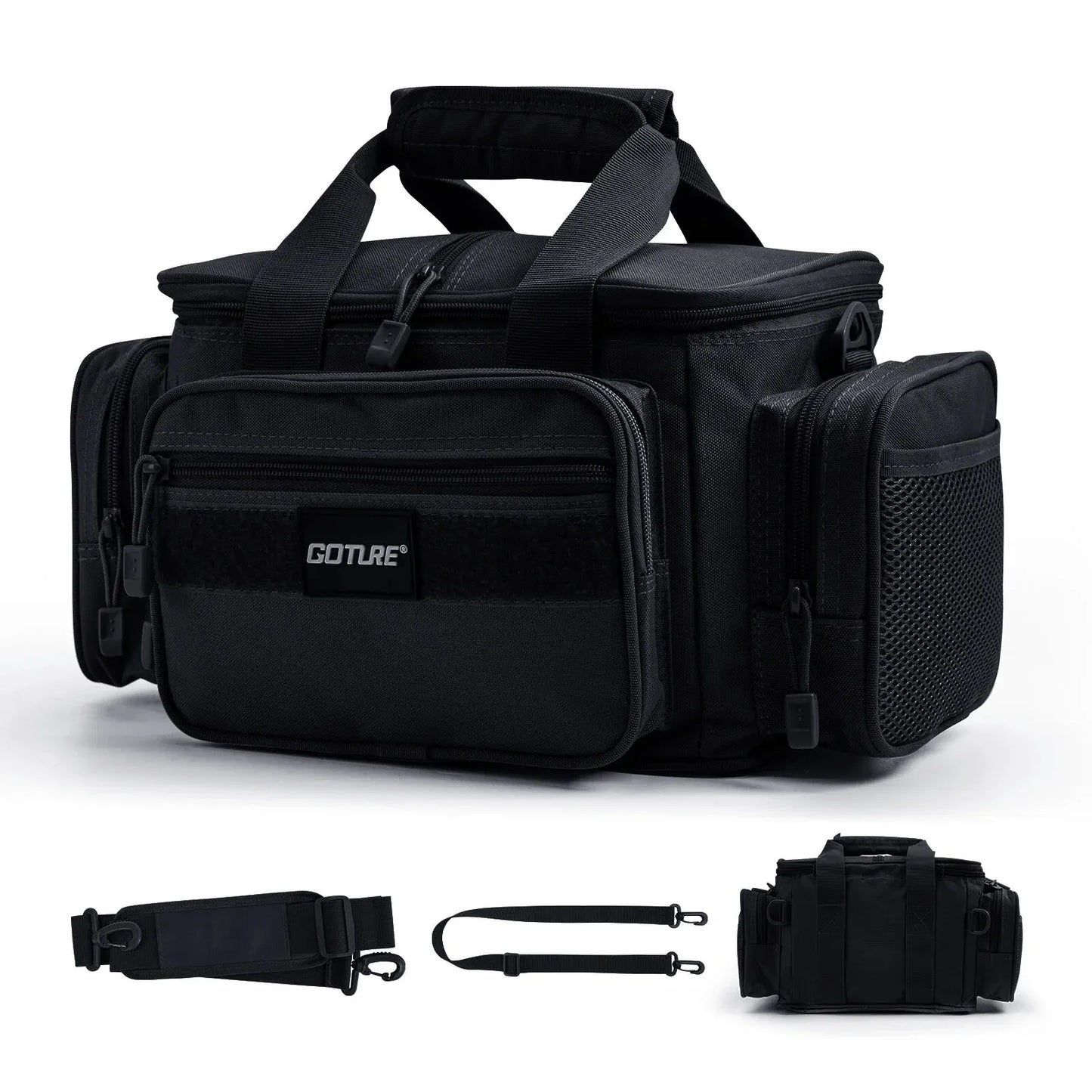 Fishing Tackle Bag 14.96 x 9.05 x 7.48 in (38 x 23 x 19 cm) High-Capacity 600D Oxford Shoulder Backpack for Fishing, Camping & Cycling