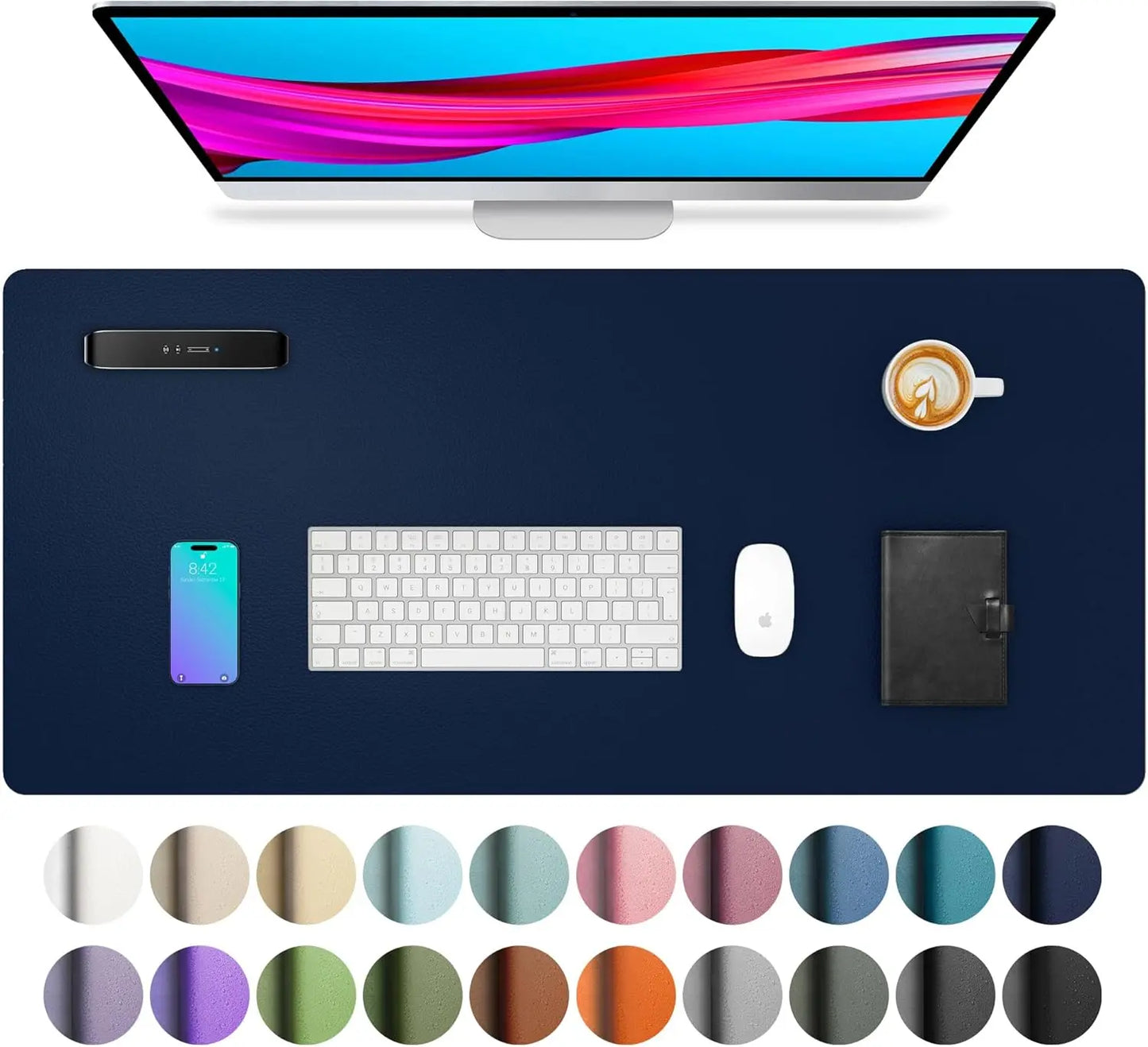Large Waterproof PU Leather Desk Mat for Office & Home — Keyboard, Mouse & Writing Pad