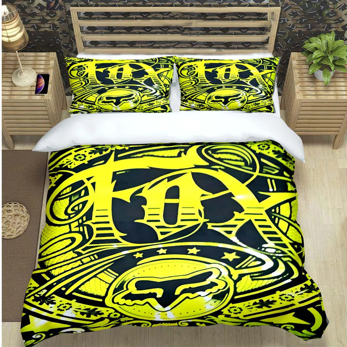 Cartoon Fox 3-Piece Microfiber Duvet Cover Set for Kids & Teens — Twin/Full/Queen/King Options