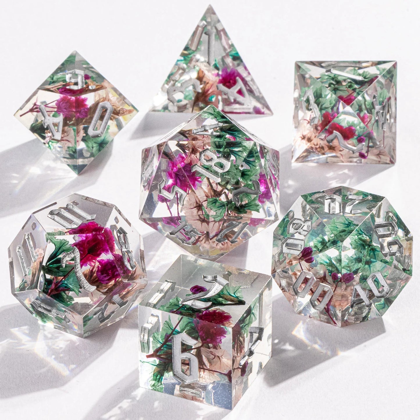 Handmade Resin 7-Piece D20 Polyhedral Dice Set for Dungeons & Dragons & Tabletop RPGs
