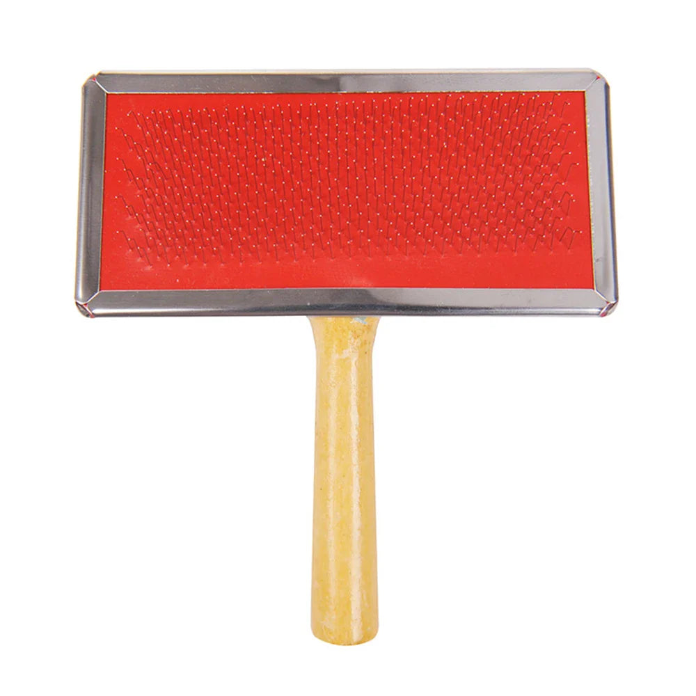 Pet Grooming Needle Comb with Wooden Handle – Stainless Steel Massage Brush for Dogs & Cats, Removes Loose Hair & Detangles
