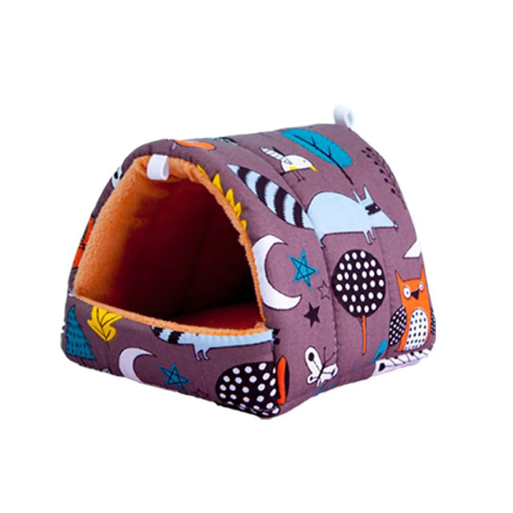 Cute Cartoon Plush Hanging Pet Nest — Warm Small Animal Sleeping Bed for Hamster, Guinea Pig, Rabbit (S/M/L/XL 3.15–7.87 in / 8–20 cm)