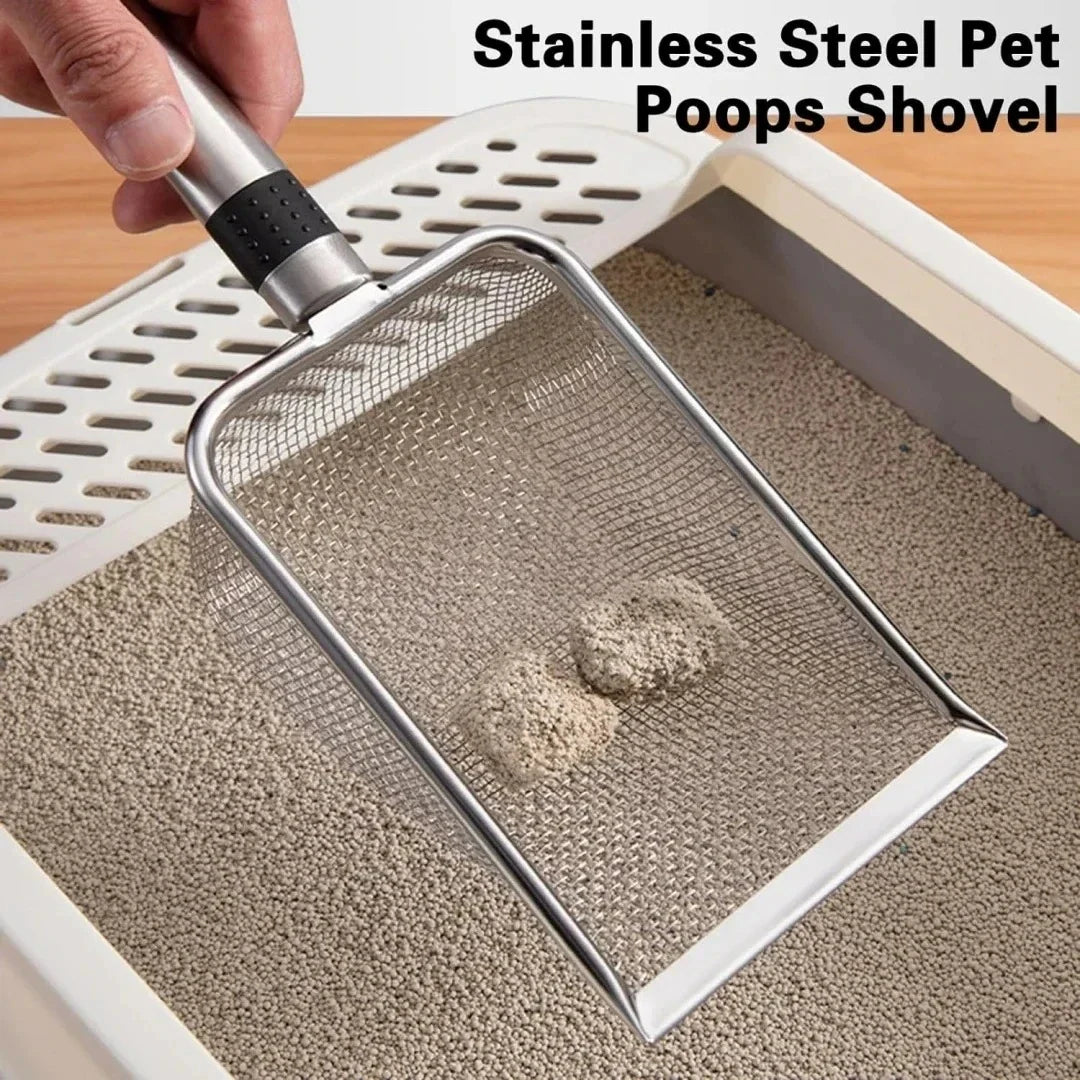 Aluminum Alloy Cat Litter Scoop – Large Long-Handle Stainless Steel Litter Shovel