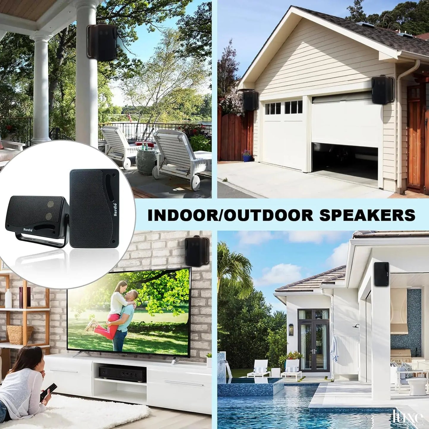 3.5-Inch (89mm) Passive Outdoor Wired Speaker Pair, 200W 3-Way Waterproof Mountable Wall Speakers for Patio, Marine, Boat