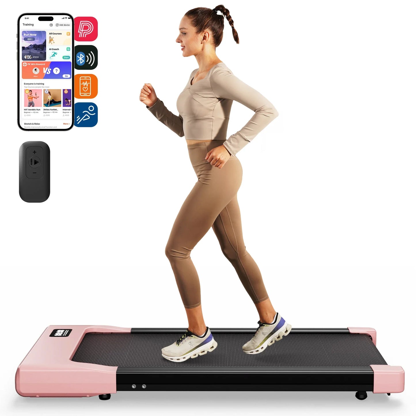 Under-Desk 2-in-1 Walking Pad Treadmill - Portable 2.5HP LED Remote Control for Home & Office