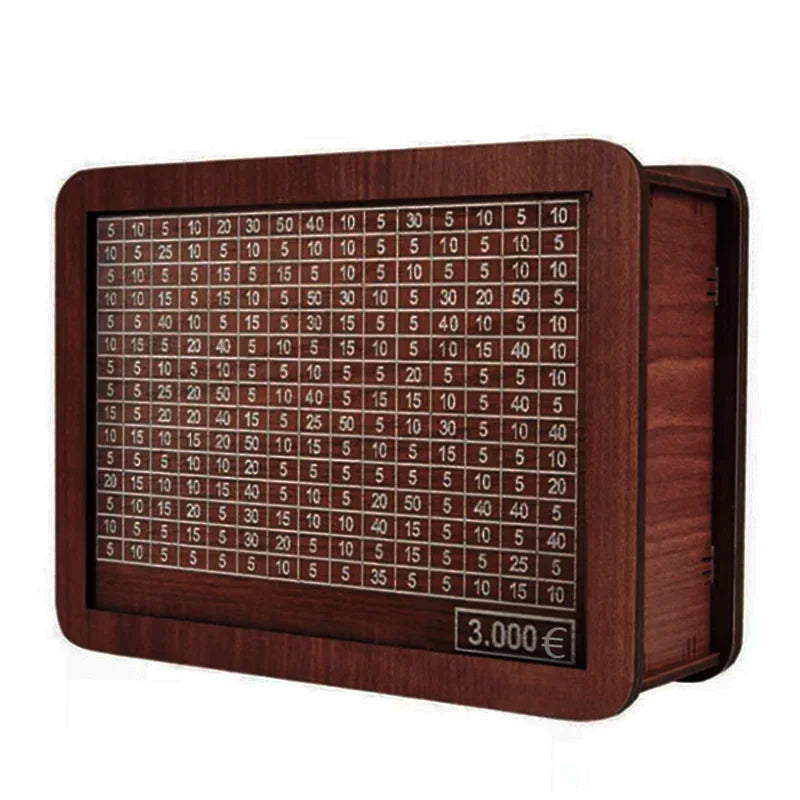 Wooden Savings Challenge Box 1,000/2,000/3,000/5,000/10,000 Euro Piggy Bank