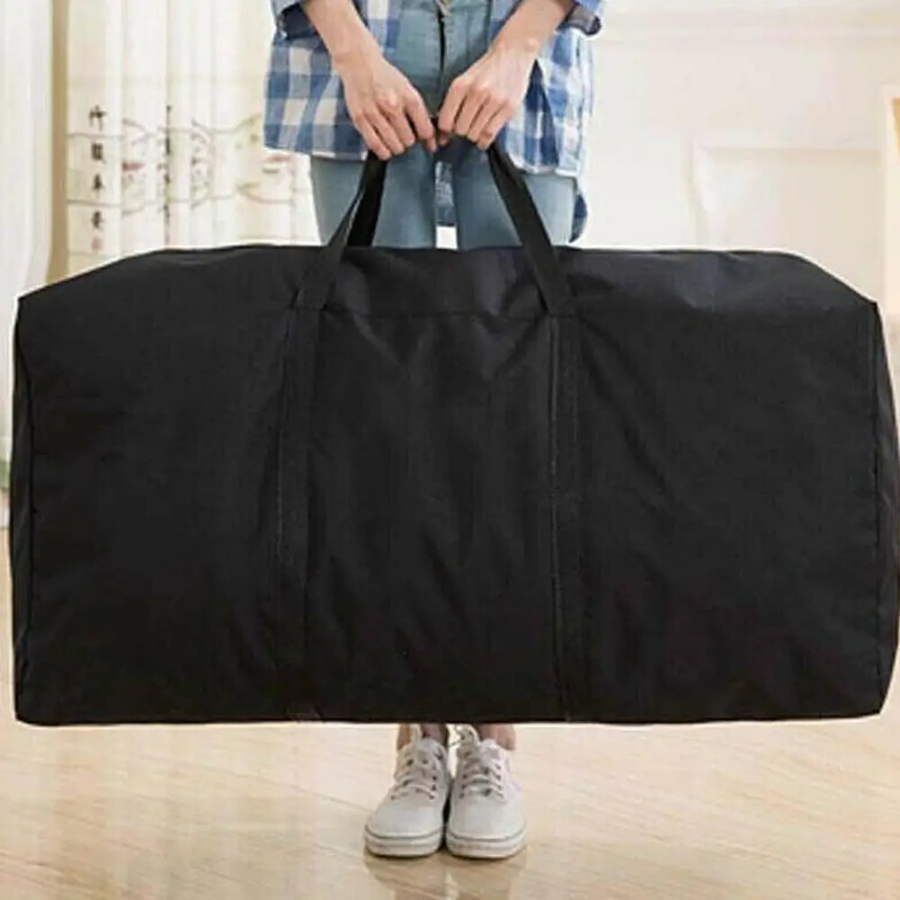 Large Waterproof Foldable Travel Clothes Storage Bag - Zippered Oxford Luggage Organizer 80 x 48 x 25 cm (31.5 x 18.9 x 9.8 in)