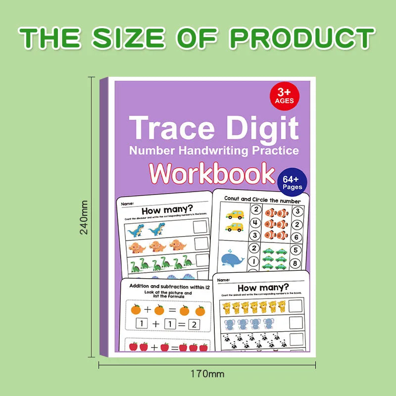 Interactive Math Workbook for Preschool & 1st Grade - Counting, Addition & Subtraction Within 10, Number Relationships, Visual Learning Activities for Home and Classroom