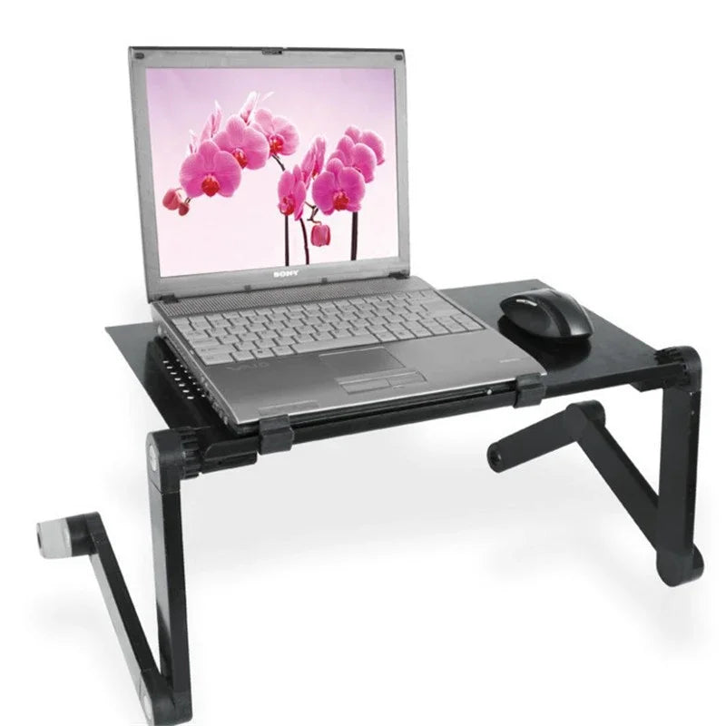 Adjustable Foldable Laptop Lap Desk 53 x 26 x 4 cm (20.9 x 10.2 x 1.6 in) - Portable Ergonomic Bed & Sofa Laptop Stand with Mouse Pad and Cooling Vents